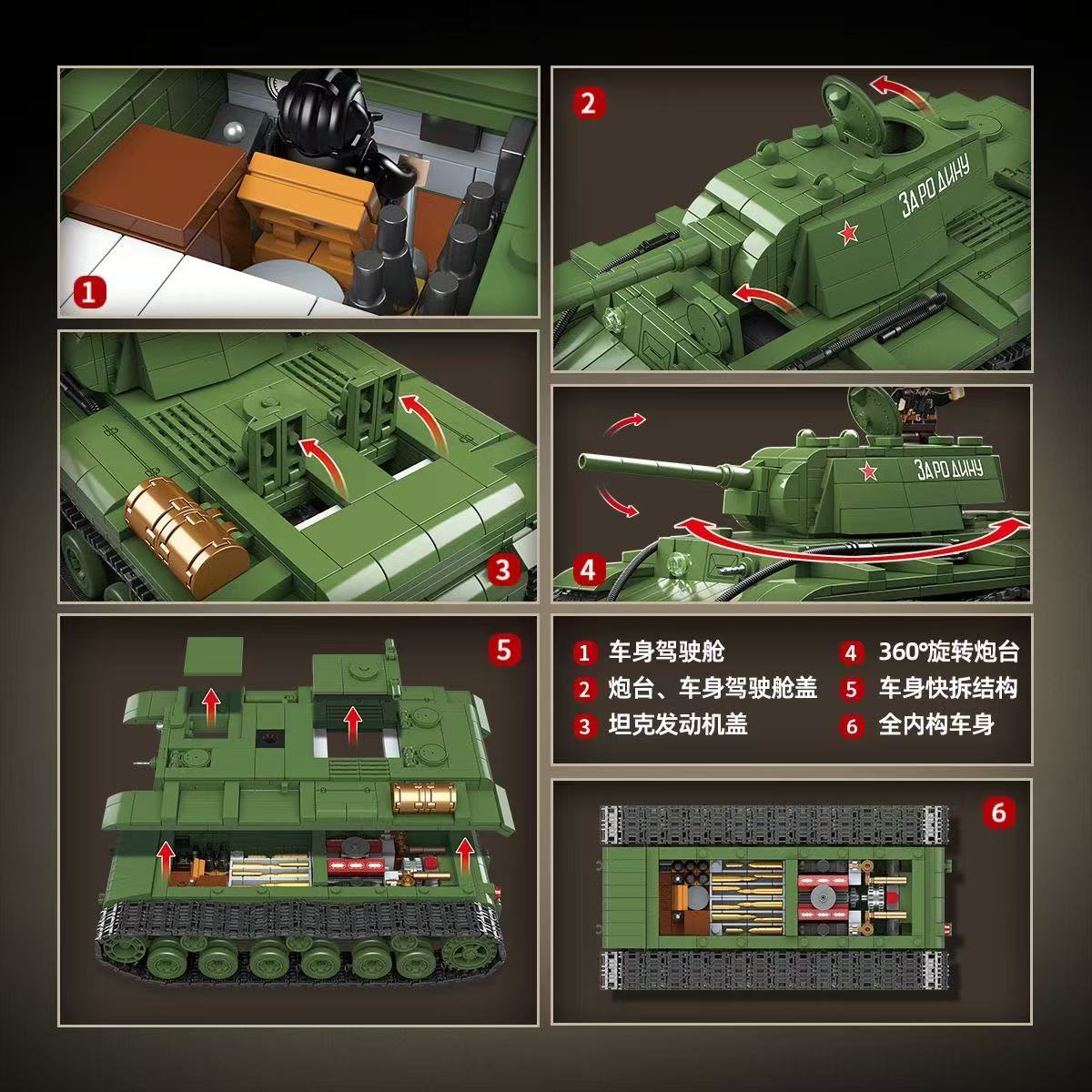 Military World War Russian T-3 - Lego Compatible Military Tank recension och pris
